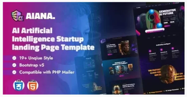 Aiana. - AI Artificial Intelligence Startup HTML Landing Page Template